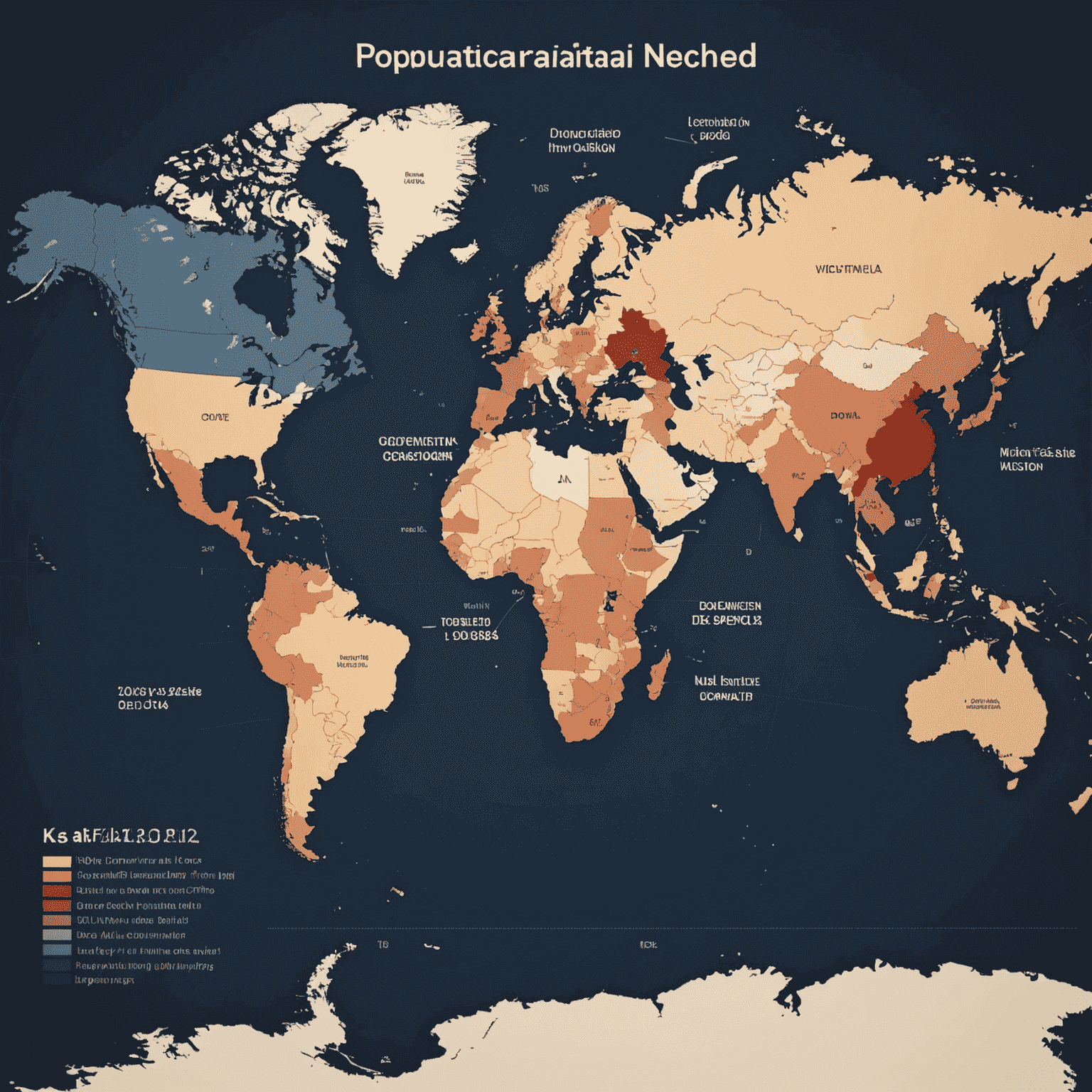 A world map showing the percentage of population vaccinated against COVID-19 in each country, with darker shades representing higher vaccination rates.